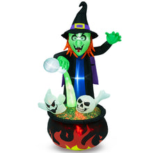 Load image into Gallery viewer, Camuland 6 FT Tall Halloween Inflatables Witch Cauldron with Flame Light Inflatable Halloween Blow Up Yard Decoration with LED Flashing for Outdoor Indoor Yard Front Prop Home Lawn Party Decorations