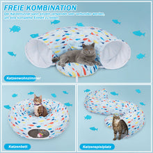 Load image into Gallery viewer, Ownpets Blue Indoor Large Cat Tunnel Bed  Soft Plush Cat Donut Tunnel for Kitten, Puppy, Rabbit