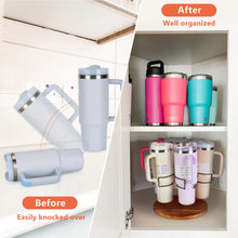 Load image into Gallery viewer, 360° Rotating Water Bottle Organizer for Stanley 30 & 40 oz Tumblers, Sturdy Cup Holder with Handle Slots, Easy Installation, Non-Slip Base, Elegant Design for Kitchen Storage and Organization(Brown)