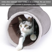Load image into Gallery viewer, 48” Long Collapsible Kitty Tunnel Cat Tube OxFord with Plush Ball & Feather Toy