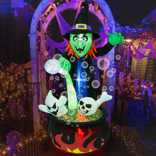 Load image into Gallery viewer, Camuland 6 FT Tall Halloween Inflatables Witch Cauldron with Flame Light Inflatable Halloween Blow Up Yard Decoration with LED Flashing for Outdoor Indoor Yard Front Prop Home Lawn Party Decorations