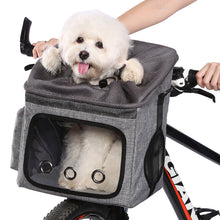 Load image into Gallery viewer, Ownpets Pet Bike Basket, Foldable Waterproof Dog Bike Basket Carrier with Mesh Windows & Adjustable Safety Straps for Small, Medium Dogs & Cats, Muti-Purpose Dog Bag Carrier for Cycling, Walking, Hiking, Car Travel & More