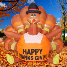 Load image into Gallery viewer, 6FT Thanksgiving Inflatable Turkey with LED Light Autumn Outdoor Garden Yard Decorations