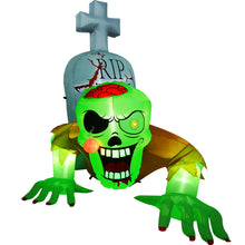 Load image into Gallery viewer, 5.7FT Inflatable Halloween Decorations Inflatable Crawling Green Ghost with Tombstone, Built-in LED Lights