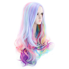 Load image into Gallery viewer, AGPtEK Full Long Curly Wavy Rainbow Hair Wig Heat Resistant for Music Festival, Theme Parties, Wedding, Concerts, Dating, Cosplay