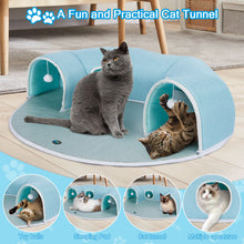 Load image into Gallery viewer, OWNPETS Detachable Arch Cat Tunnel & Cooling Pad - 2-in1 Convertible Pet Play Mat with Ventilated Openings & Hanging Ball Toy (Blue, 10-inch)