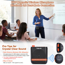 Load image into Gallery viewer, HAKUTA Wireless Voice Amplifier for Teachers, Portable Bluetooth Speaker with Magnetic Lavalier Microphone&2 Mic,Magnetic Dock with Auto-Charging included, For Classroom/Meetings/Training/Outdoor