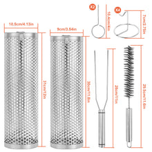 Load image into Gallery viewer, Grill Basket, IMAGE Round Hole Rolling Grilling Baskets for Outdoor Grill Portable Grill Nets Cylinder with Reinforced Locking Clasp, 2-Pack 12 in Stainless Steel Grill Mesh Barbeque Grill Accessories