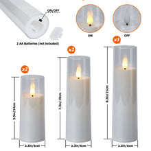 Load image into Gallery viewer, IMAGE Flickering Flameless Candles Acrylic Shell Pillar 3D Wick LED Candles with Timer for Wedding Christmas Home Decor Set of 5 White