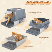 Load image into Gallery viewer, Ownpets Stainless Steel Litter Box 180°Flip-XL Enclosed Cat Litter Box for Odor Control Anti-Leakage Non-Sticky with Scoop & Pedal