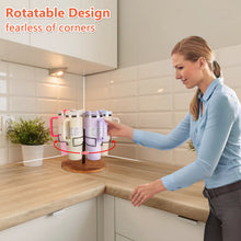 Load image into Gallery viewer, 360° Rotating Water Bottle Organizer for Stanley 30 & 40 oz Tumblers, Sturdy Cup Holder with Handle Slots, Easy Installation, Non-Slip Base, Elegant Design for Kitchen Storage and Organization(Brown)