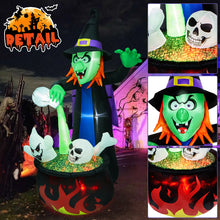 Load image into Gallery viewer, Camuland 6 FT Tall Halloween Inflatables Witch Cauldron with Flame Light Inflatable Halloween Blow Up Yard Decoration with LED Flashing for Outdoor Indoor Yard Front Prop Home Lawn Party Decorations