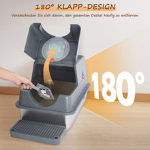 Load image into Gallery viewer, Ownpets Stainless Steel Litter Box 180°Flip-XL Enclosed Cat Litter Box for Odor Control Anti-Leakage Non-Sticky with Scoop & Pedal
