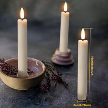 Load image into Gallery viewer, IMAGE 12 Pcs Battery Operated Taper Candles 3D Wick Ivory Taper Flameless Candles with 10 Keys Remote and Timer, Flickering Flameless Taper Candles Warm White