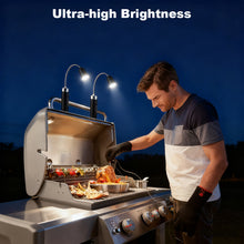 Load image into Gallery viewer, 2 PCS BBQ Grill Light Portable Camping LED Flashlight Goose Neck Outdoor Lamp (Black)