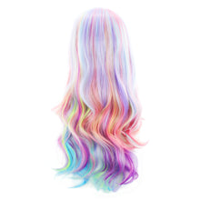 Load image into Gallery viewer, AGPtEK Full Long Curly Wavy Rainbow Hair Wig Heat Resistant for Music Festival, Theme Parties, Wedding, Concerts, Dating, Cosplay