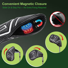 Load image into Gallery viewer, WELSPO 11 Pack Magnetic Golf Iron Head Covers, Embroidered Club Label on Both Sides of Golf Club Covers for Irons and Wedge, Synthetic Leather Club Headcover, Universal Fit Main Iron Clubs