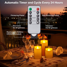 Load image into Gallery viewer, IMAGE 3 Pack Flickering Flameless Candles Acrylic Shell 3D Wick LED Pillar Candles with Remote Control Timer for Wedding Christmas Home Decor, White