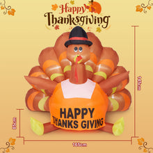 Load image into Gallery viewer, 6FT Thanksgiving Inflatable Turkey with LED Light Autumn Outdoor Garden Yard Decorations