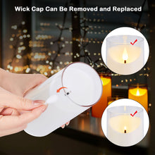 Load image into Gallery viewer, IMAGE 3 Pack Flickering Flameless Candles Acrylic Shell 3D Wick LED Pillar Candles with Remote Control Timer for Wedding Christmas Home Decor, White