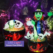 Load image into Gallery viewer, Camuland 6 FT Tall Halloween Inflatables Witch Cauldron with Flame Light Inflatable Halloween Blow Up Yard Decoration with LED Flashing for Outdoor Indoor Yard Front Prop Home Lawn Party Decorations