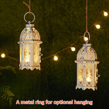 Load image into Gallery viewer, Metal Candle Holder Small Sized 4PCS sets Transparent Glass Moroccan Style Hanging Lanterns Creative Wedding Home Tabletop Decoration Birdcage, White