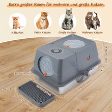 Load image into Gallery viewer, Ownpets Stainless Steel Litter Box 180°Flip-XL Enclosed Cat Litter Box for Odor Control Anti-Leakage Non-Sticky with Scoop & Pedal