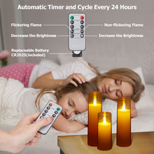 Load image into Gallery viewer, IMAGE Flickering Flameless Candles Acrylic Shell Pillar 3D Wick LED Candles with Timer for Wedding Christmas Home Decor Set of 5 White