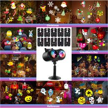 Load image into Gallery viewer, HAKUTA Halloween Christmas Laser Projector Lights 3-in-1 Wave Ocean Effect LED Projector with 10 Slides/80 HD Patterns for Christmas, New Year, Birthday, Halloween, Thanksgiving Decor