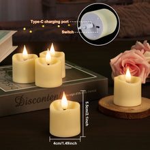 Load image into Gallery viewer, IMAGE 12 Pcs Rechargeable Votive Candles Flameless Tea Light with Timer Remote & Type-C Charging Cable, 1.6" x2.5"