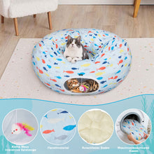 Load image into Gallery viewer, Ownpets Blue Indoor Large Cat Tunnel Bed  Soft Plush Cat Donut Tunnel for Kitten, Puppy, Rabbit