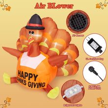 Load image into Gallery viewer, 6FT Thanksgiving Inflatable Turkey with LED Light Autumn Outdoor Garden Yard Decorations
