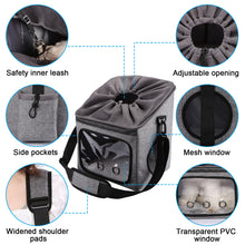 Load image into Gallery viewer, Ownpets Pet Bike Basket, Foldable Waterproof Dog Bike Basket Carrier with Mesh Windows & Adjustable Safety Straps for Small, Medium Dogs & Cats, Muti-Purpose Dog Bag Carrier for Cycling, Walking, Hiking, Car Travel & More