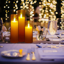 Load image into Gallery viewer, IMAGE Flickering Flameless Candles Acrylic Shell Pillar 3D Wick LED Candles with Timer for Wedding Christmas Home Decor Set of 5 White