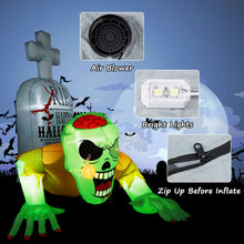 Load image into Gallery viewer, 5.7FT Inflatable Halloween Decorations Inflatable Crawling Green Ghost with Tombstone, Built-in LED Lights