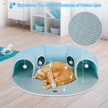 Load image into Gallery viewer, OWNPETS Detachable Arch Cat Tunnel & Cooling Pad - 2-in1 Convertible Pet Play Mat with Ventilated Openings & Hanging Ball Toy (Blue, 10-inch)