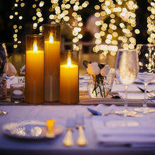 Load image into Gallery viewer, IMAGE  Flickering Flameless Candles Acrylic Shell Pillar 3D Wick LED Candles with Timer for Wedding Christmas Home Decor Set of 5 Grey