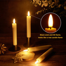 Load image into Gallery viewer, IMAGE 12 Pcs Battery Operated Taper Candles 3D Wick Ivory Taper Flameless Candles with 10 Keys Remote and Timer, Flickering Flameless Taper Candles Warm White
