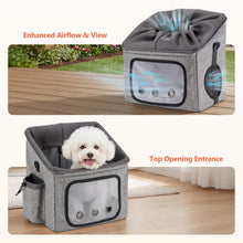 Load image into Gallery viewer, Ownpets Large Bike Front Basket Pet Carrier, with Breathable Mesh Windows Functions as car booster seat or adjustable shoulder bag for pet, foldable for storage, compatible with most bike handlebars