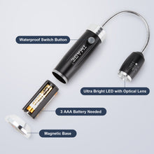Load image into Gallery viewer, 2 PCS BBQ Grill Light Portable Camping LED Flashlight Goose Neck Outdoor Lamp (Black)