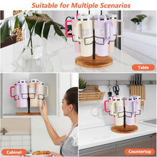 Load image into Gallery viewer, 360° Rotating Water Bottle Organizer for Stanley 30 & 40 oz Tumblers, Sturdy Cup Holder with Handle Slots, Easy Installation, Non-Slip Base, Elegant Design for Kitchen Storage and Organization(Brown)