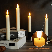 Load image into Gallery viewer, IMAGE 12 Pcs Battery Operated Taper Candles 3D Wick Ivory Taper Flameless Candles with 10 Keys Remote and Timer, Flickering Flameless Taper Candles Warm White