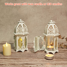 Load image into Gallery viewer, Metal Candle Holder Small Sized 4PCS sets Transparent Glass Moroccan Style Hanging Lanterns Creative Wedding Home Tabletop Decoration Birdcage, White