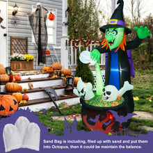 Load image into Gallery viewer, Camuland 6 FT Tall Halloween Inflatables Witch Cauldron with Flame Light Inflatable Halloween Blow Up Yard Decoration with LED Flashing for Outdoor Indoor Yard Front Prop Home Lawn Party Decorations