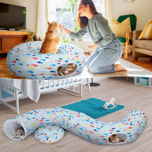 Load image into Gallery viewer, Ownpets Blue Indoor Large Cat Tunnel Bed  Soft Plush Cat Donut Tunnel for Kitten, Puppy, Rabbit