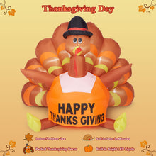 Load image into Gallery viewer, 6FT Thanksgiving Inflatable Turkey with LED Light Autumn Outdoor Garden Yard Decorations