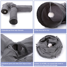 Load image into Gallery viewer, Cat Tunnel 3 Way Collapsible U-Shaped Pet Play Tunnel Tube Toy Large Cat Tunnels for Indoor Cats, Puppy, Kitty, Rabbit