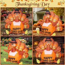 Load image into Gallery viewer, 6FT Thanksgiving Inflatable Turkey with LED Light Autumn Outdoor Garden Yard Decorations
