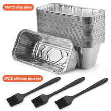 Load image into Gallery viewer, IMAGE 36 Packs Foil Drip Pans Heavy Duty Disposable Aluminum Foil Pans, Rear Grease Cup Liners, Compatible with Blackstone Grills for 36-Inch, 30-Inchs, 28-Inch, 22-Inch and 17-Inch
