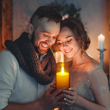 Load image into Gallery viewer, IMAGE Flickering Flameless Candles Acrylic Shell Pillar 3D Wick LED Candles with Timer for Wedding Christmas Home Decor Set of 5 White
